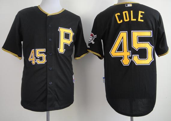 Cheap Pittsburgh Pirates 45 Gerrit Cole Black Cool Base MLB Jerseys For Sale