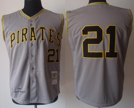 Cheap Pittsburgh Pirates 21 Clemente Grey M&N MLB Vest Jerseys For Sale