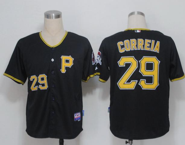 Cheap Pittsburgh Pirates 29 Correia Black Cool Base MLB Jerseys For Sale