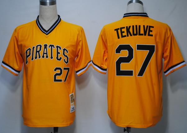 Cheap Pittsburgh Pirates 27 Tekulve Yellow M&N MLB Jersey For Sale