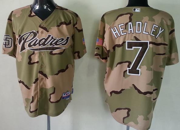 Cheap San Diego Padres 7 Chase Headley Camo Style MLB Jerseys For Sale