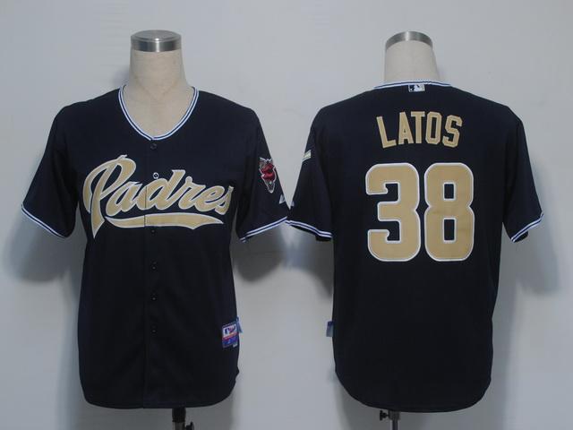 Cheap San Diego Padres 38 Latos Dark Blue Cool Base MLB Jerseys For Sale