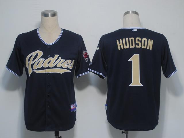 Cheap San Diego Padres 1 Hudson Dark Blue Cool Base MLB Jerseys For Sale