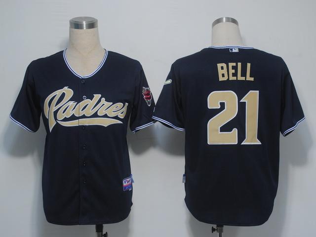 Cheap San Diego Padres 21 Bell Dark Blue Cool Base MLB Jerseys For Sale