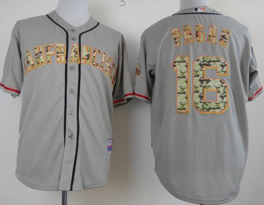 Cheap San Francisco Giants 16 Angel Pagan Grey 2013 USMC Cool Base Camo Number MLB Jersey For Sale