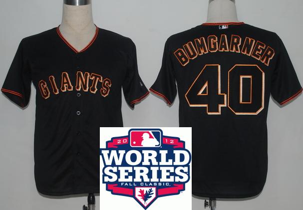 Cheap San Francisco Giants 40 Madison Bumgarner Black Cool Base MLB Jersey W 2012 World Series Patch For Sale