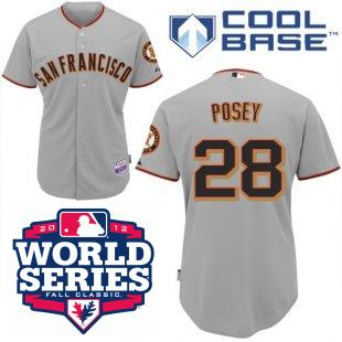 Cheap San Francisco Giants 28 Buster Posey Grey Cool Base MLB Jersey W 2012 World Series Patch For Sale