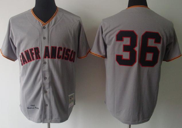 Cheap San Francisco Giants 36 Gaylord Perry 1962 M&N Grey Jersey For Sale