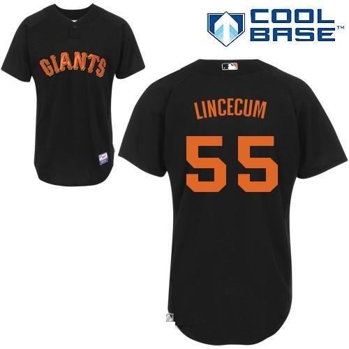 Cheap San Francisco Giants 55 Lincecum Black Orange Number Jersey For Sale