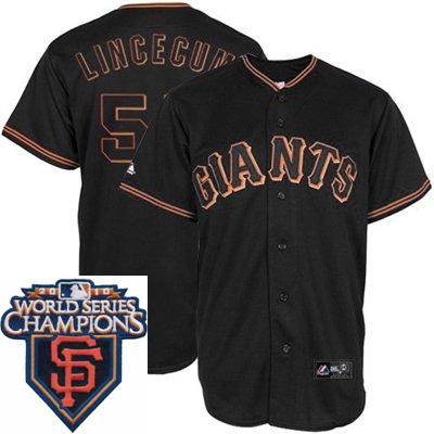 Cheap 2010 World Series Champions San Francisco Giants 55 Lincecum Black Jersey For Sale