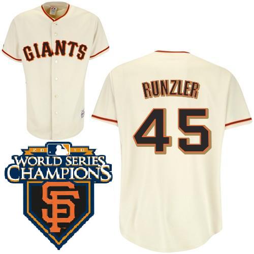 Cheap 2010 World Series Champions San Francisco Giants 45 Runzler Cream Jerseys For Sale
