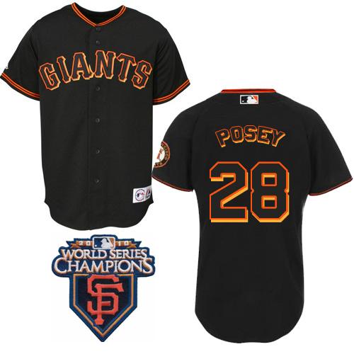 Cheap 2010 World Series Champions San Francisco Giants 28 Posey Black Jersey For Sale