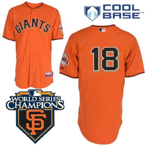 Cheap 2010 World Series Champions San Francisco Giants 18 Cain Orange Jersey For Sale