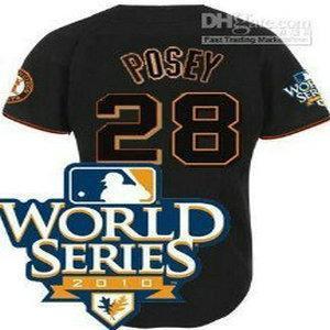 Cheap 2010 World Series San Francisco Giants 28 Posey Black Jersey For Sale