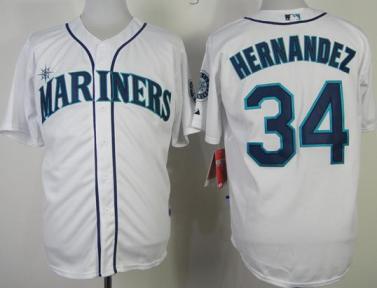 Cheap Seattle Mariners 34 Felix Hernandez White Cool Base MLB Jerseys New Style For Sale
