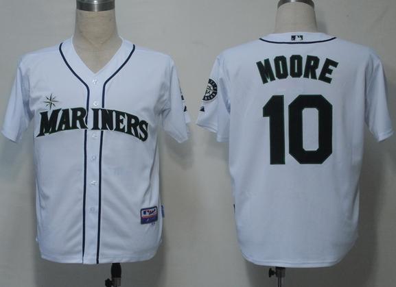 Cheap Seattle Mariners 10 Moore White Cool Base MLB Jerseys For Sale