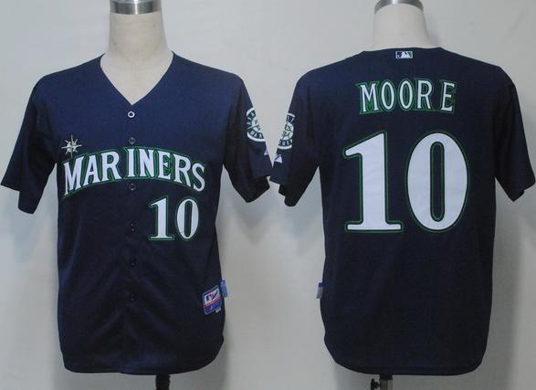 Cheap Seattle Mariners 10 Moore Blue Cool Base MLB Jerseys For Sale
