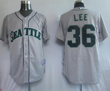Cheap Seattle Mariners 36 Lee Grey MLB Jersey For Sale