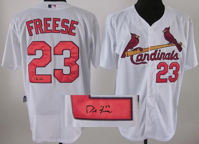 Cheap St. Louis Cardinals 23 David Freese White Sined MLB Baseball Jersey For Sale