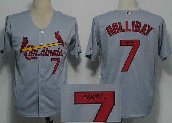 Cheap St. Louis Cardinals 7 Matt Holliday Grey Sined MLB Baseball Jersey For Sale