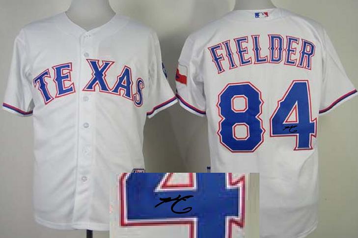 Cheap Texas Rangers 84 Prince Fielder White Sined MLB Baseball Jersey For Sale