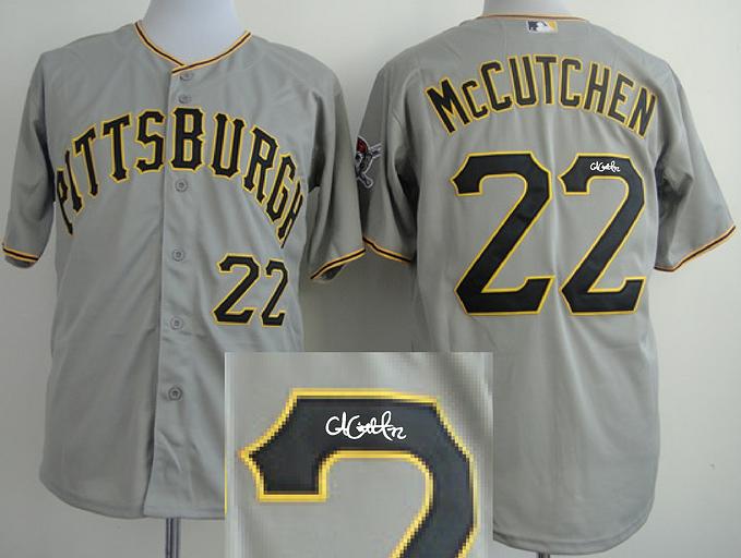 Cheap Pittsburgh Pirates 22 Andrew Mccutchen Grey Sined MLB Baseball Jersey For Sale
