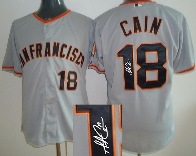 Cheap San Francisco Giants #18 Matt Cain Grey Sined MLB Baseball Jersey For Sale