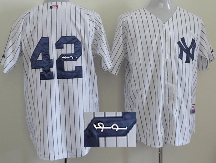 Cheap New York Yankees 42 Mariano River White Sined MLB Baseball Jersey For Sale