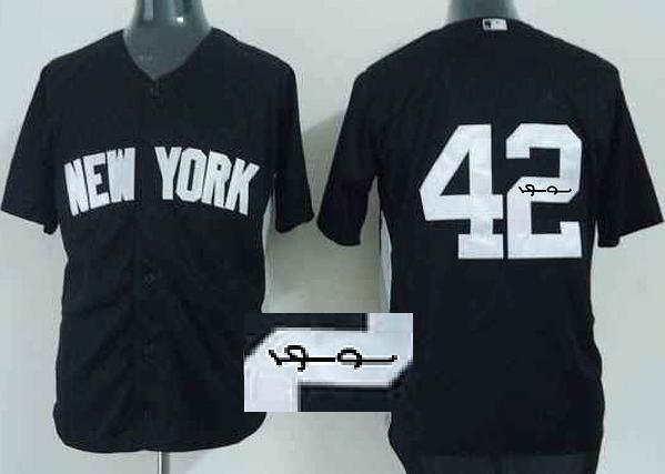 Cheap New York Yankees 42 Mariano River Black Sined MLB Baseball Jersey For Sale