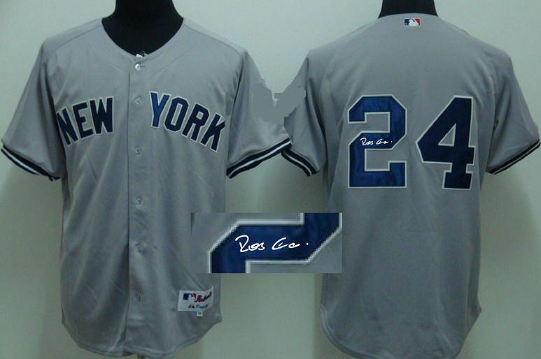Cheap New York Yankees 24 Robinson Cano Grey Sined MLB Baseball Jersey For Sale