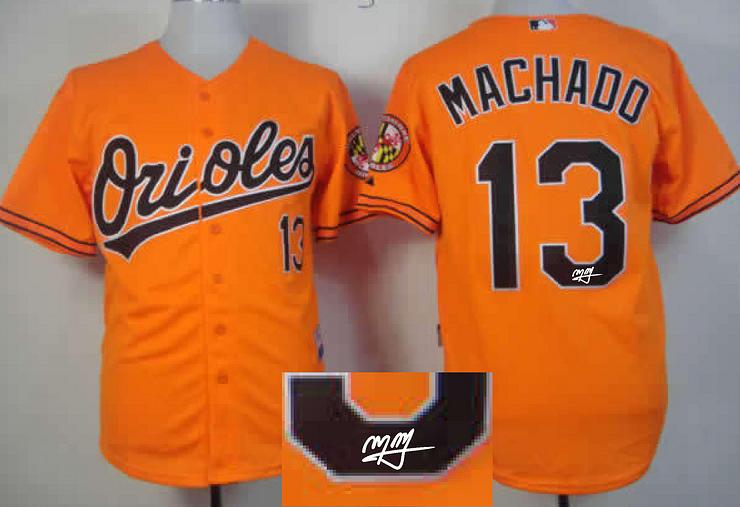 Cheap Baltimore Orioles 13 Manny Machado Orange Sined MLB Baseball Jersey For Sale
