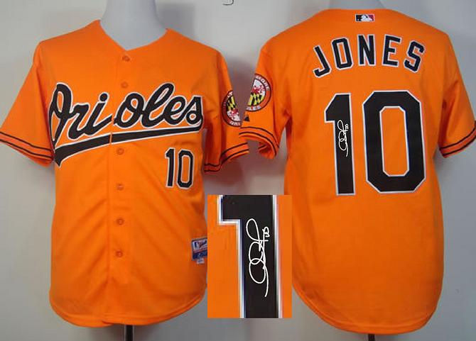 Cheap Baltimore Orioles 10# Adam Jones Orange Sined MLB Baseball Jersey For Sale