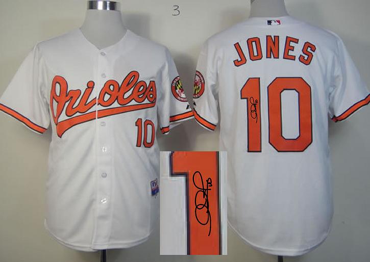 Cheap Baltimore Orioles 10# Adam Jones White Sined MLB Baseball Jersey For Sale