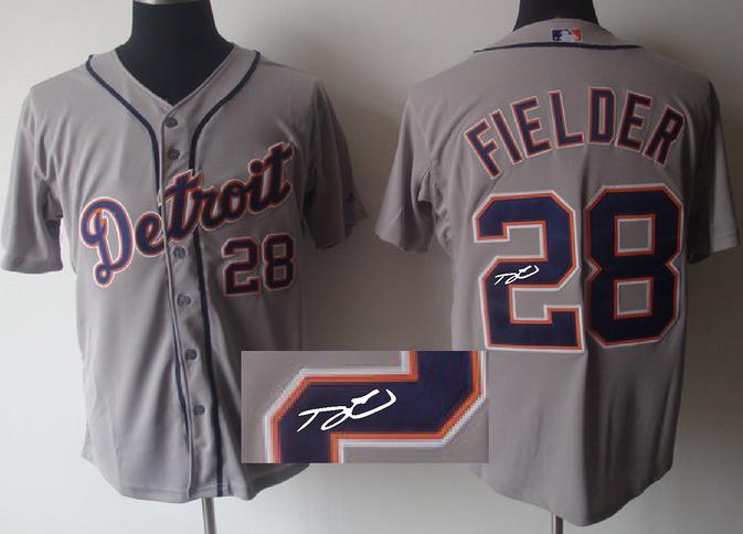 Cheap Detroit Tigers 28 Prince Fielder Grey Sined MLB Baseball Jersey For Sale