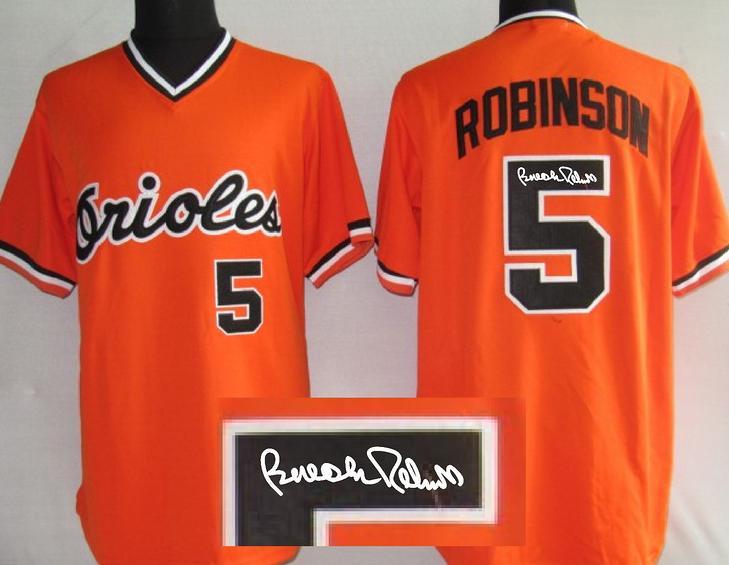 Cheap Baltimore Orioles 5 B.Robinson Orange Sined MLB Baseball Jersey For Sale