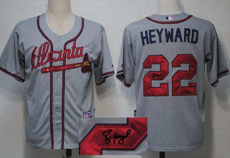 Cheap Atlanta Braves 22 Jason Heyward Grey Sined MLB Baseball Jersey For Sale