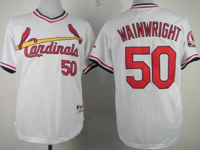 Cheap St. Louis Cardinals 50 Adam Wainwright Authentic White 1982 Turn Back The Clock Jersey For Sale