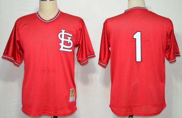 Cheap St. Louis Cardinals 1 Ozzie Smith Red M&N 1985 MLB Jerseys For Sale