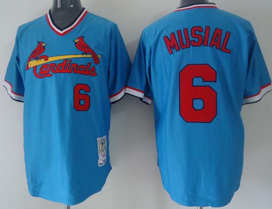 Cheap St.Louis Cardinals 6 Musial Light Blue M&N MLB Jerseys For Sale