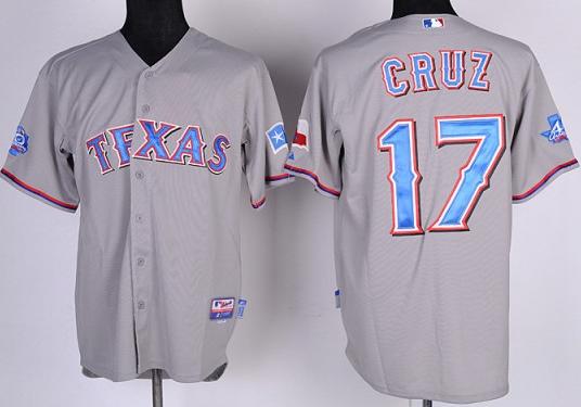 Cheap Texas Rangers 17# Nelson Cruz Grey Cool Base Jersey w 40th Anniversary Patch For Sale