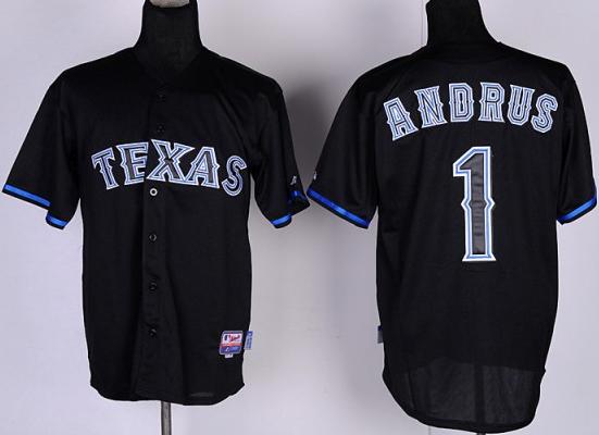 Cheap Texas Rangers 1 Elvis Andrus Black Fashion MLB Jerseys For Sale