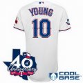 Cheap Texas Rangers 10# Michael Young White Cool Base Jersey w 40th Anniversary Patch For Sale