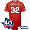 Cheap Texas Rangers #32 Josh Hamilton red Cool Base Jersey w 40th Anniversary Patch For Sale