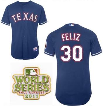 Cheap Texas Rangers 30 Neftali Feliz Blue 2011 World Series Fall Classic MLB Jerseys For Sale