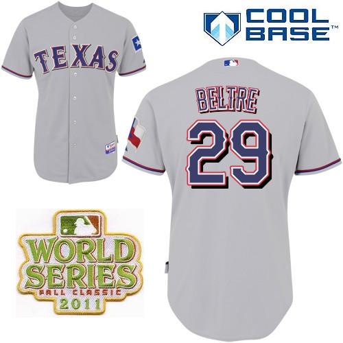 Cheap Texas Rangers 29 Adrian Beltre Grey 2011 World Series Fall Classic MLB Jerseys For Sale