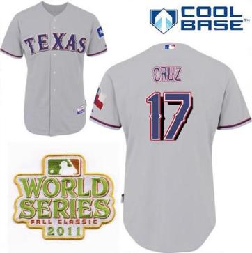 Cheap Texas Rangers 17 Nelson Cruz Grey 2011 World Series Fall Classic MLB Jerseys For Sale