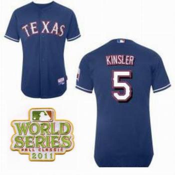 Cheap Texas Rangers 5 Ian Kinsler Blue 2011 World Series Fall Classic MLB Jerseys For Sale