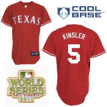 Cheap Texas Rangers 5 Ian Kinsler Red 2011 World Series Fall Classic MLB Jerseys For Sale