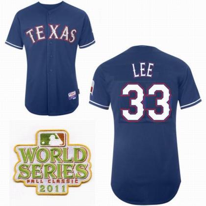 Cheap Texas Rangers 33 Cliff Lee Blue 2011 World Series Fall Classic MLB Jerseys For Sale
