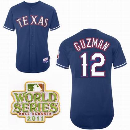 Cheap Texas Rangers 12 Guzman Blue 2011 World Series Fall Classic MLB Jerseys For Sale